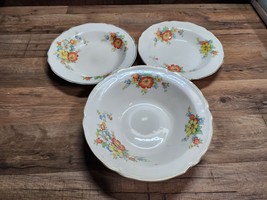 Edwin M Knowles China SEMI VITREOUS Flowers Soup / Salad Bowl 41-11 - Set Of 3 - £15.11 GBP