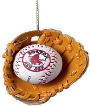 Kurt Adler 2.5&quot; Boston Red Sox Baseball In Glove Christmas Ornament MB9804RSX - £10.13 GBP