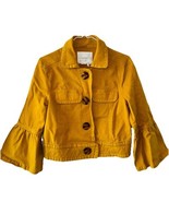 ANTHROPOLGIE Nora Flounce-Sleeved Trucker Short Jacket Small Mustard 3/4... - €29,91 EUR