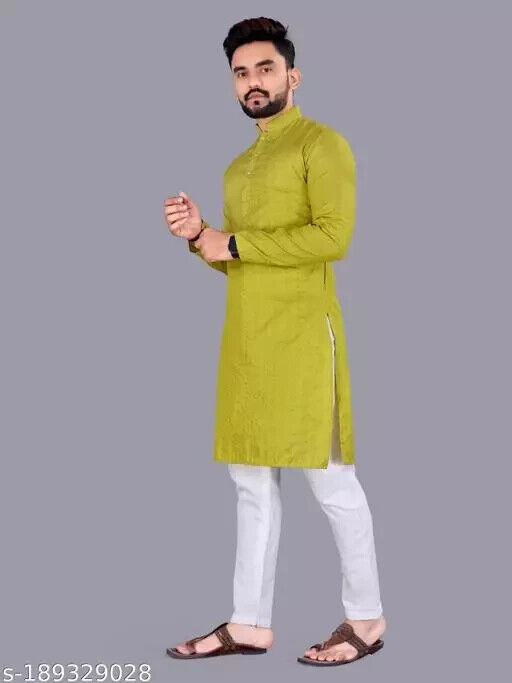MENS KURTA &amp; PYJAMA SET FREE SHIPPING DRESS INDIAN ETHNIC PARTY WEAR COT... - $27.79