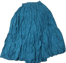 VTG Shelbi Ranch Tiered Crinkle Teal Blue Fairycore Skirt Western Goth L/XL/2XL - £30.50 GBP