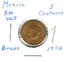 Mexico 5 Centavos, 1964, Brass, KM 426 - $1.50