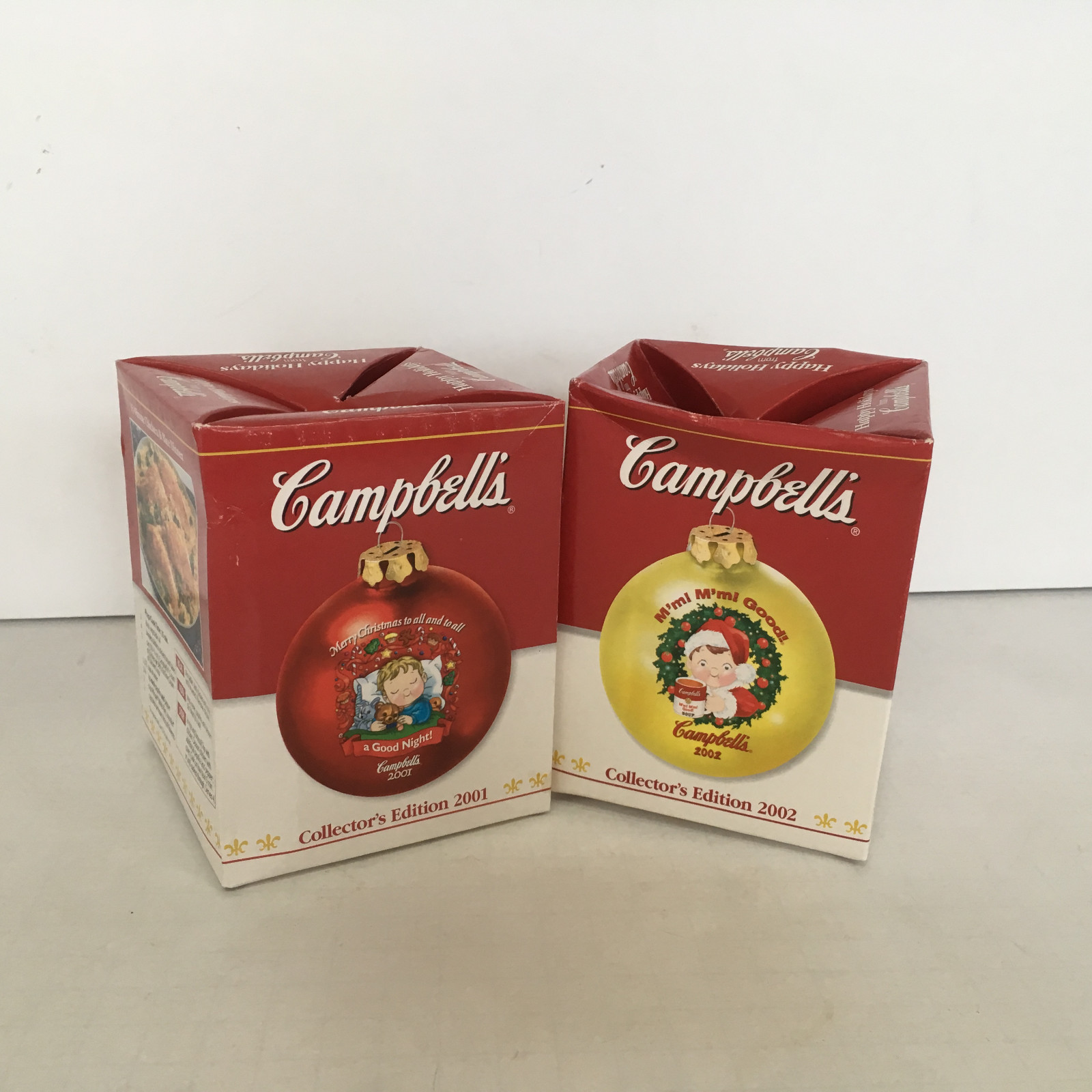 Happy Holidays from Campbells collector&#39;s edition round ornaments 2001 2002 - $19.75