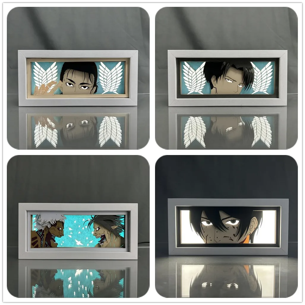 Paper Cut Anime Led Light Box Attack on Titan Levi for Room Decor Bedside Table - £19.35 GBP+