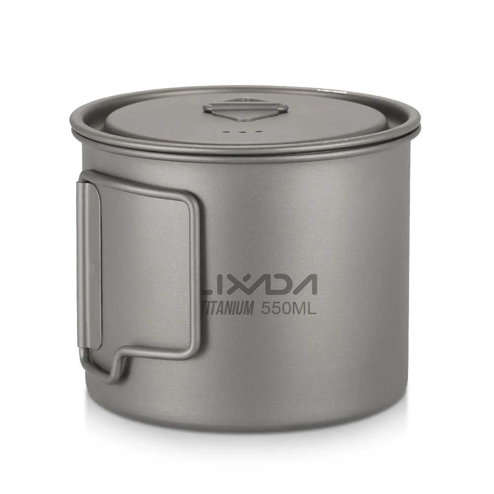 Sporting Lixada Ultralight Titanium Cup Water Cup Mug with FolAle Handle Outdoor - £15.94 GBP