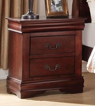 2-Drawer Nightstand Wooden Cherry Finish End Table Storage Bedroom Furniture - £124.10 GBP