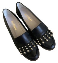 Avril Gau Black Leather Silver Beaded Tassel Penny Loafer Moccasin Size 38 US 8 - £53.14 GBP