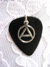 NEW BLACK GUITAR PICK an A ANARCHY SYMBOL PEWTER CHARM PENDANT ADJ NECKLACE - $4.99