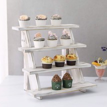 Mygift 4 Tier Shabby White Washed Solid Wood Cascading Collectible, 15.5... - $61.92