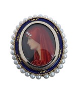 1920&#39;s 18K Gold Diamond, Pearls, hand painted miniature painting pendant... - £1,045.65 GBP