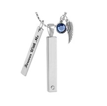 Stainless Crystal Bar Pendant Ash Urn - Love Charms™ Option - £22.38 GBP