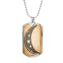 Celestial Half Moon Stars Necklace Stainless Steel or 18k Gold Dog Tag 24&quot; Chai - £37.92 GBP+