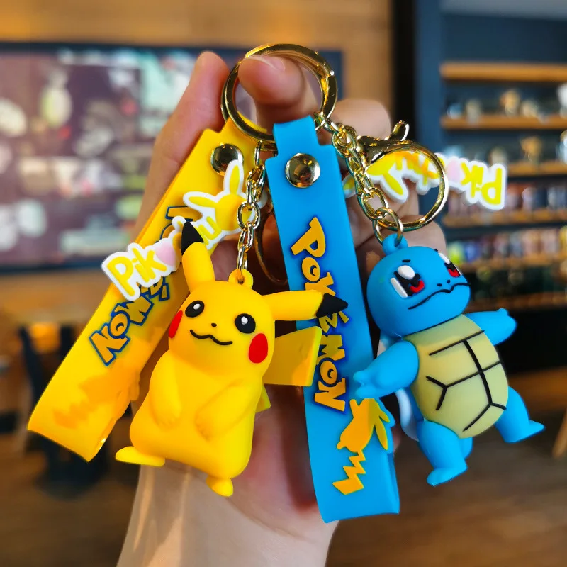 Pokemon Keychain Anime Figures Pikachu Cartoon Key Chain Cute Psyduck Charmander - £10.82 GBP+
