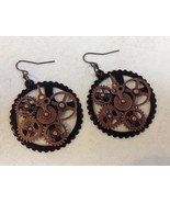 Steampunk Mixed Metal Earrings Round Hoop Gears Clock Gothic Handcrafted... - $49.00