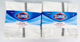 Clorox Dish Cloth 3pk White Anti Microbial Bleach Safe Kitchen Gray Dot Lot of 2 - £13.07 GBP