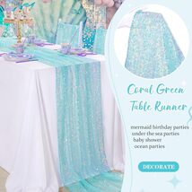 Sequin Iridescent Table Runner 25 x 120 Inches Coral Green New - $12.95