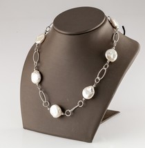 Sterling Silver Coin Pearl Opera Length Necklace Gorgeous! 40&quot; - £664.74 GBP