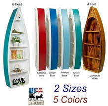 BOAT BOOKSHELF - 4&#39; &amp; 6&#39; Rowboat 5 Colors Nautical Bookcase Amish Handma... - $429.97+