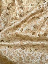 Embroidered Viscose Silk Fabric in Beige Fabric, Gown Dress Fabric - NF845 - $12.49+