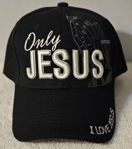 Only Jesus Praying Hands Cross I Love Jesus Baseball Cap ( Black ) - £11.40 GBP