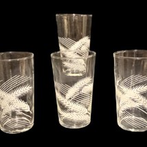 FEDERAL Wheat Design 4-Glasses White Design Juice Water Glass 4 3/4"H x 2 3/4"D - £19.73 GBP