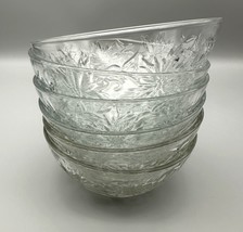 Princess House Bowls Set 6 Fantasia Clear Crystal Poinsettia Vintage EUC 5.25&quot; - £31.22 GBP