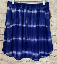 MERONA Womens Blue White Tie Dye Mini Skirt Drawstring Elastic Waist Size S NEW - £19.18 GBP
