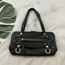 Cynthia Rowley Vintage Y2k Shoulder Bag Purse Black Faux Leather Square ... - $26.72