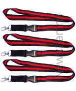 3 of Lanyards with Thin RED Line w/ Hook and Removable Clasp - Fire Figh... - £8.57 GBP