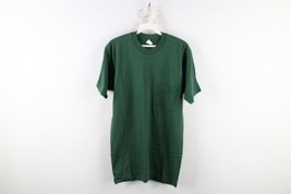 Deadstock Vtg 70s Streetwear Mens Large Blank Pocket T-Shirt Hunter Green USA - £38.88 GBP