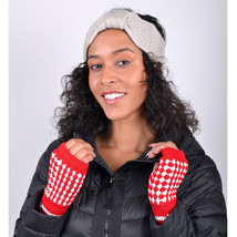 Women&#39;s Fall Winter Knit Fingerless Gloves With Thumbhole Black &amp; White New - £9.19 GBP
