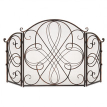 3-Panel Solid Wrought Iron See-Through Metal Fireplace Safety Screen Pro... - £80.29 GBP