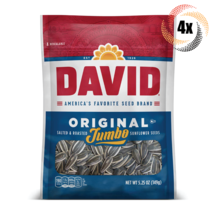 4x David Jumbo Original Flavor Sunflower Seed Bags 5.25oz Salted &amp; Roasted! - £15.59 GBP