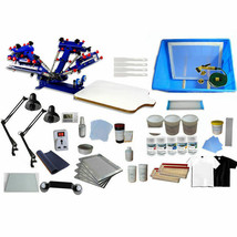 Hot 4 Color 1 Station Silk Screen Printing Equipment &amp; Materials Kit DIY... - $875.61
