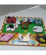 Melissa &amp; Doug Fresh Start Wooden Farm Animals Chunky Puzzle 3723 Age 2+ - £9.59 GBP