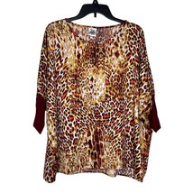 Ivy Jane Women Top Silky Flowy Tunic Leopard Print Dolman Sleeves Colorful Small - £19.45 GBP