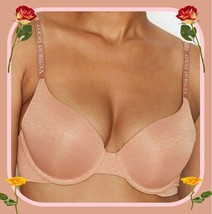 38C Tan Gold Silver SHINE Extreme Lift Victorias Secret Perfect Shape PU UW Bra - £31.96 GBP