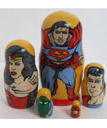 Handpainted 5pcs. Russian Nesting Doll of SUPERMAN MEDIUM - $27.17