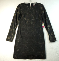 Vince Camuto Dress Womens Size 4 Black Gold Sparkles Long Sleeve MSRP $148 NWT - £24.26 GBP