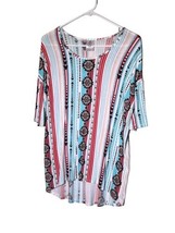 Agnes &amp; Dora Womens Size Small Aztec Print Casual Top Short Sleeve Made in USA - £6.84 GBP