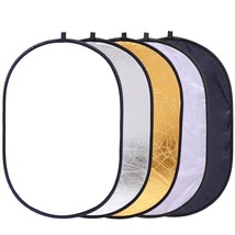 Collapsible 5-In-1 Oval Reflector Diffusers For Photography 23&quot;X35&quot;/60X90Cm Mult - £30.67 GBP