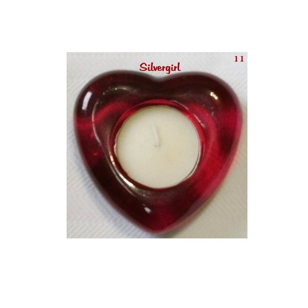 Red Glass Heart Candle Tea Light Candle Holder  - $4.99