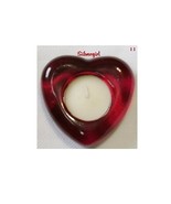 Red Glass Heart Candle Tea Light Candle Holder  - $6.82 CAD