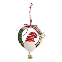 Gnome and Snowflake Wood Christmas Ornament with Hanging Bell 6 Inch - $10.98