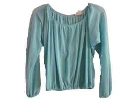 Self Esteem Sheer Shirt Womens Size Small Long Sleeve Green Round Neck O... - $12.99