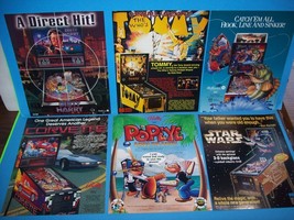 Pinball FLYER Lot Star Wars Corvette Dirty Harry Popeye Tommy Fish Tales #21 - £28.48 GBP