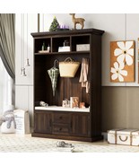 Hall Tree Bench with Storage &amp; 3 Hooks (Tiger) - €245,31 EUR