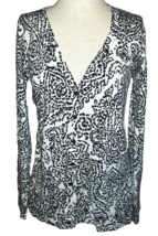 RAFAELLA V-Neck Black &amp; White Long Sleeve Cardigan Women&#39;s Medium - £14.20 GBP