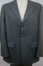 BEAUTIFUL Southwick Dark Gray With Fine Windowpane Flannel Wool Sport Coat 42T - £70.78 GBP