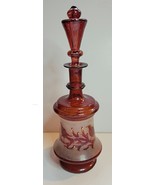 RUBY STAIN HAND-BLOWN DECANTER EARLY 1900&#39;S BOHEMIAN GLASS - $60.78